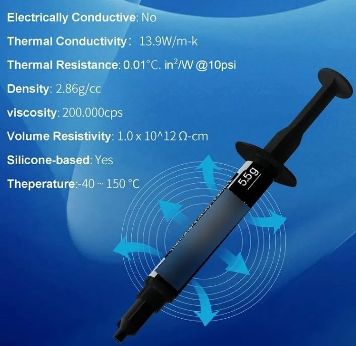 Pasta Termica A Base De Carbono Conduct 13.9w/m.k Por 5.5gr