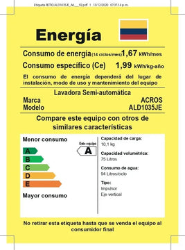 Lavadora Semi-automática Acros Hasta 10kg Blanco