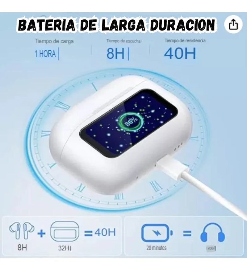 Audífonos Pro 2da Gen Pantalla Táctil Para Iphone Android Blanco