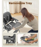 Silla Alta Plegable Para Bebés Y Niños Con Bandeja Gris