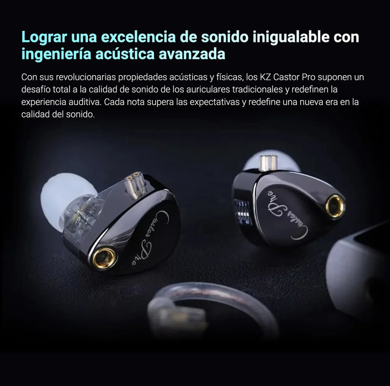 Auriculares in-ear gamer KZ Castor PRO bass version negro