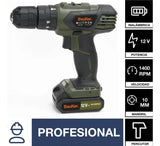Taladro percutor atornillador inalámbrico de 10mm Bauker SD-GS1041 + accesorio 60Hz