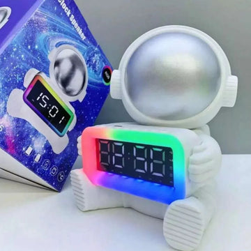 Reloj Radio Parlante Altavoz Bluetooth Iluminación Led Rgb Rosado Blanco