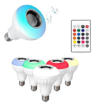 Bombillo Parlante Led Bluetooth Multicolor Rgb + Control Pot Color Blanco