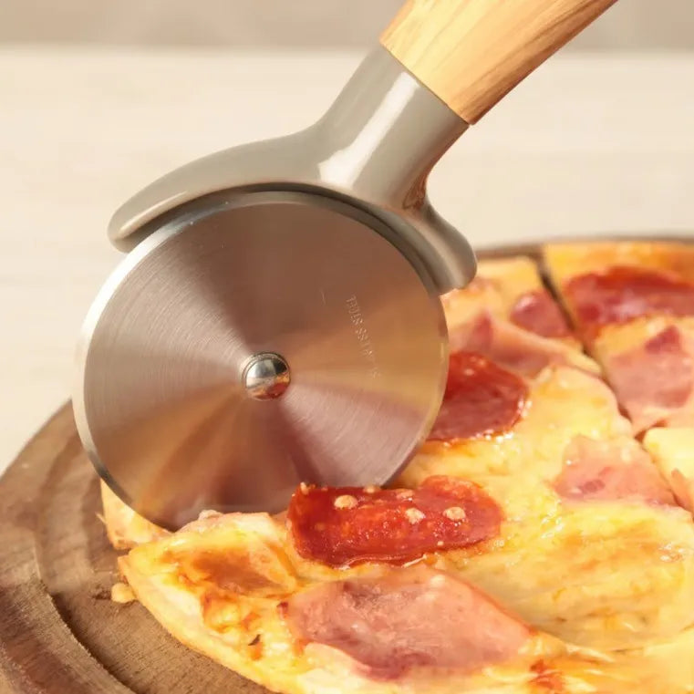 Cortador Pizza Acero Inoxidable Mango De Madera Gris