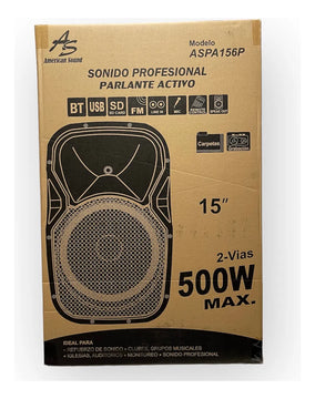 Parlante Activo American Sound 15 + Base Y Mic 8000w Negro