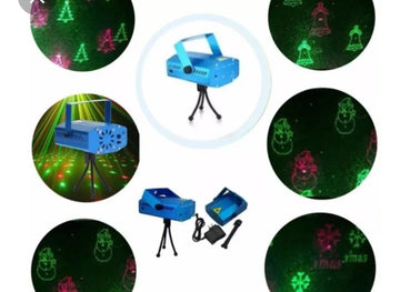 Proyector 6 Figuras Laser Verde Rojo Audioritmico Soporte Rojo/verde