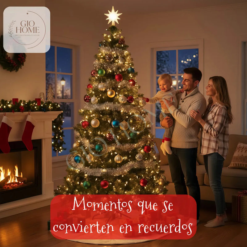 Arbol De Navidad Noruega 2.00m 442 Puntas Gio Home Pino Navideño Look Natural Base Metalica Artificial Para Decoracion Con Bolas Adornos Extensiones Cintas Bombillos Botas Campanas Luces Estrella Noel