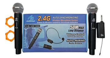 Micrófono Inalámbrico 2doble Receptor Plug American Sound Negro