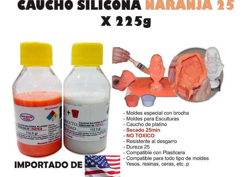 Caucho Silicona Moldes Liquido Brochable 25 X 225g Estatuas