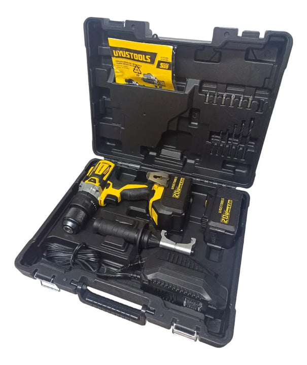 Taladro Percutor Rev/ Inalambrico + Herram Itl204 Uyustools Color Amarillo