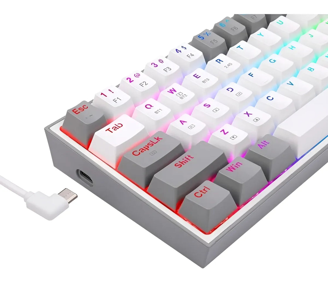 Teclado Wireless Redragon Fizz Pro Rgb 60% White/grey Sw Red Idioma Español Color Del Teclado Blanco/gris