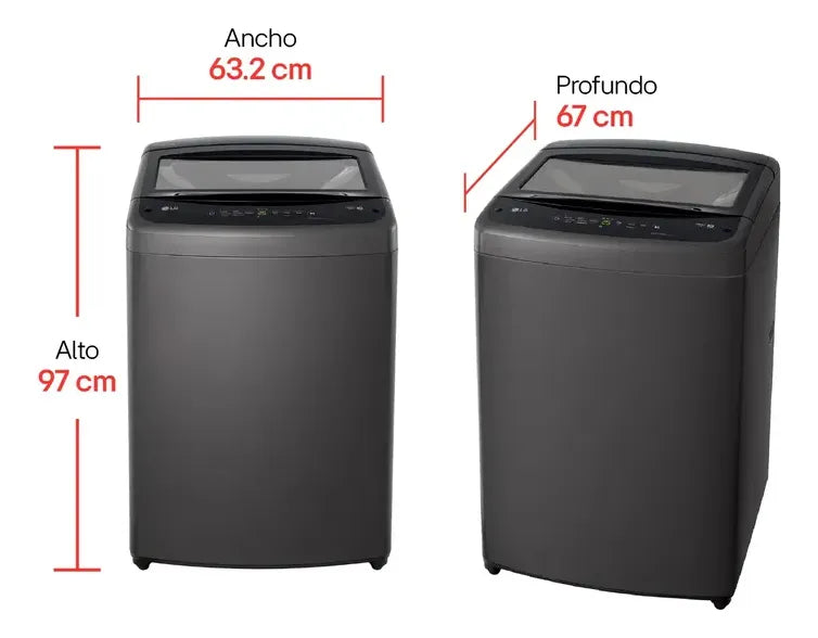 Lavadora Lg 18kg Smart Inverter Turbodrum Gris Wt18dvtb Negro