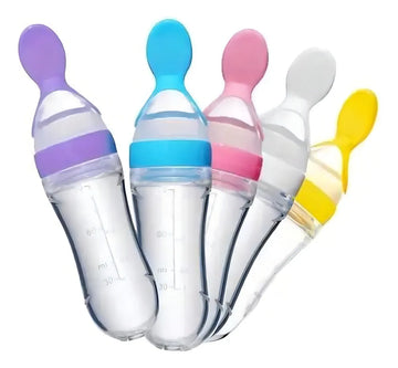 Biberon Con Cuchara En Silicona Para Bebes Color Colores Liso