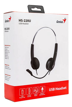 Auriculares Con Micrófono Genius Hs-220u Usb Color Negro