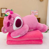 Peluche Lotso Acostado Con Cobija Viajera Suave Rosa
