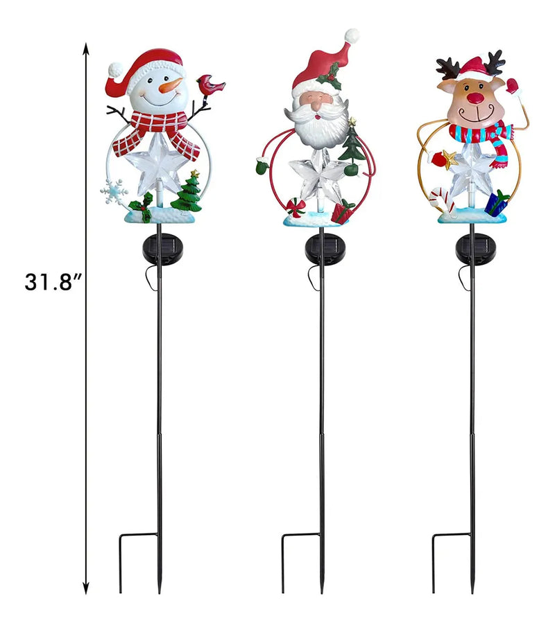 Decoracion Navidena Led De 3 Luces Solares Con Paneles De Al