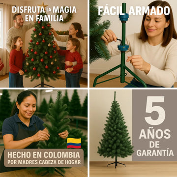 Árbol Andino 2.00m Navideño Para Decoración Muñecos Luces Verde