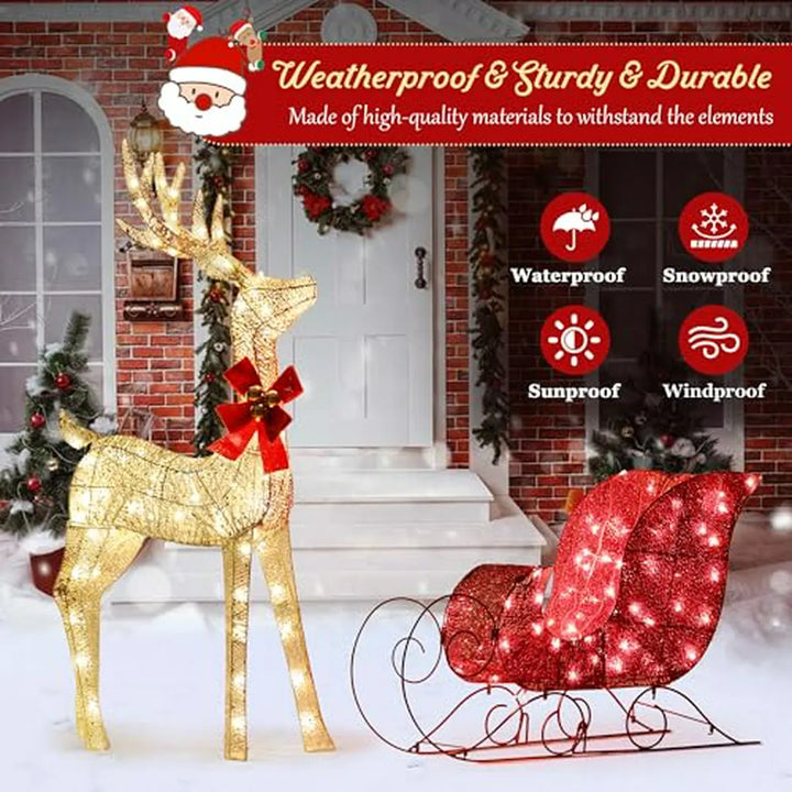 Decoraciones Navideñas Exterior: Reno 3d Con 160 Luces Led