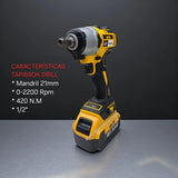 Combo Taladro Inalámbrico 68v Y Pistola Impacto 1/2 Amarillo - Amarillo - 50 Hz/60 Hz