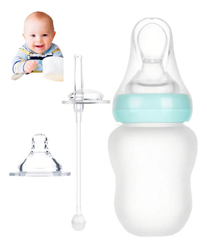 Tetero Biberón Contenedor Botella Cuchara Pitillo Chupo Silicona Grado Alimenticio Puré Compota Leche Jugo Agua Sin Ftalatos 180ml Infantíl Versatil Fácil Manipulación Resistente Alta Temperatura