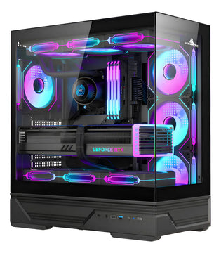 Chasis Gabinete Iceberg Crystal Gx Black X4 Fans Argb Usb C Negro