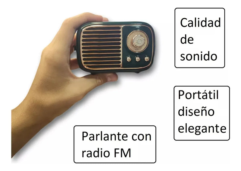 Parlante Bluetooth Radio Fm Vintage Recargable 5v Lector Usb Rojo, Verde, Beige