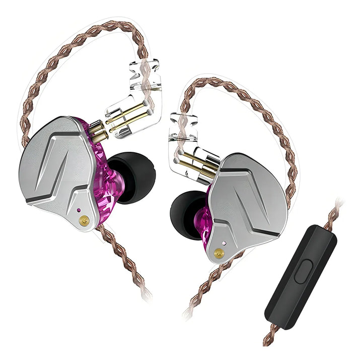 Auriculares in-ear inalámbricos KZ Auriculares con cable ZSN Pro with mic violeta