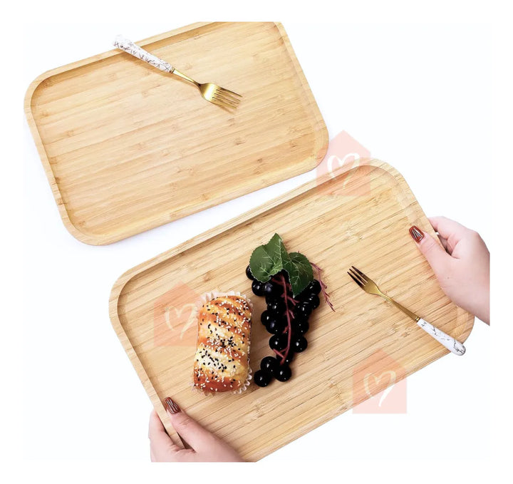 Bandeja De Bambú Para Servir Alimentos Mesa Y Cocina Lisa Madera