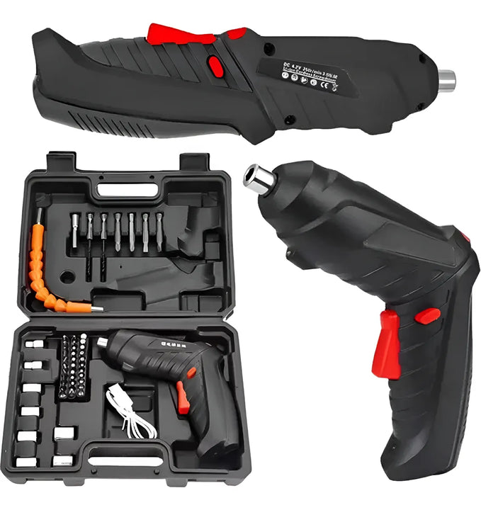 Destornillador Atornillador Eléctrico 48 Piezas Minitaladro - Negro