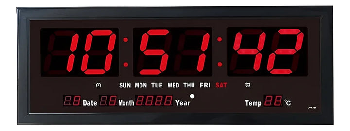 Reloj de pared LED digital grande con temperatura de día, mes y año