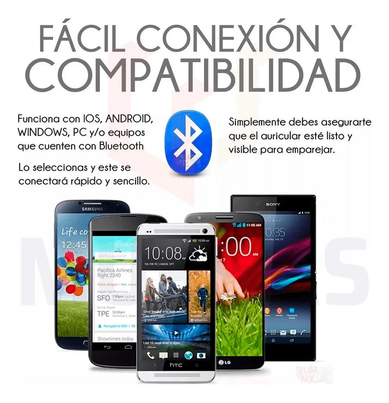 Audífono Bluetooth Llamadas Música Batería Larga Duración Negro