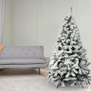 Árbol De Navidad Artificial Nevado Calidad Premium 1.90 M Blanco