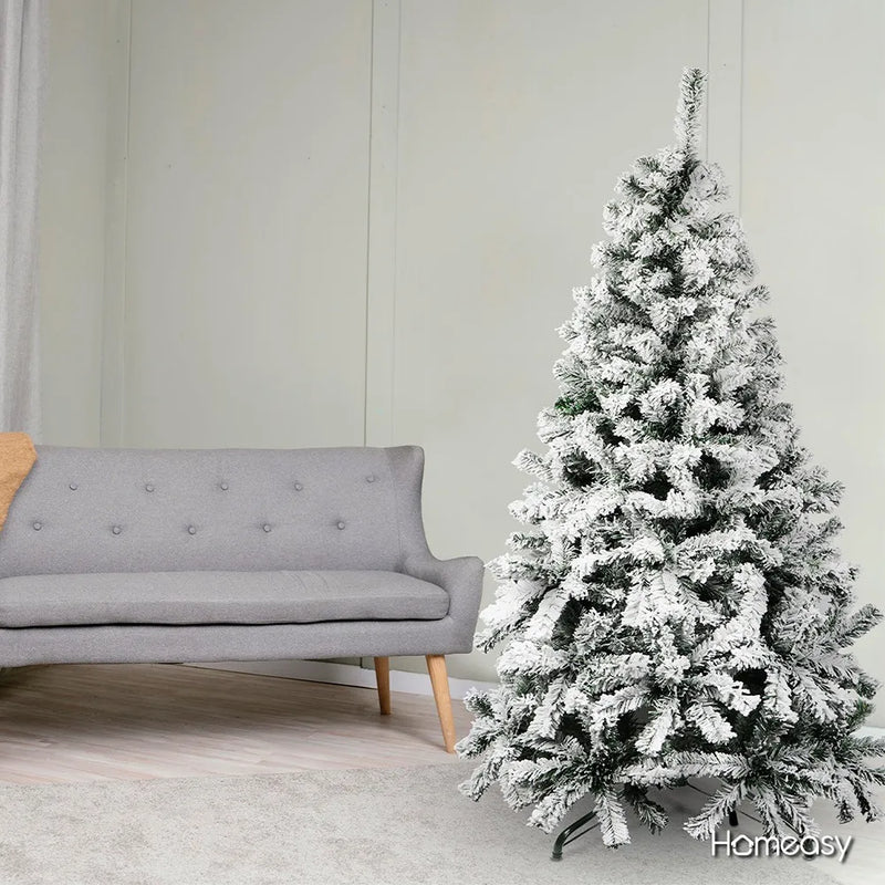 Árbol De Navidad Artificial Nevado Calidad Premium 1.90 M Blanco