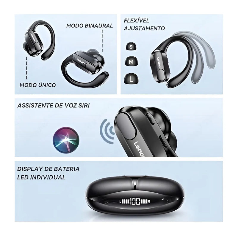 Auriculares inalámbricos Bluetooth Lenovo Xt80, color negro