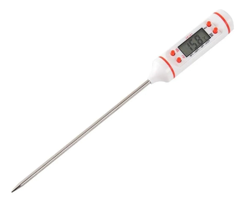 Termometro Digital Lcd Pincha Carne -50° A 300° 4 Botones Color Blanco