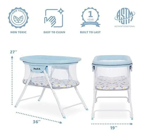 Sueño En Mí Amapola Viajeros Cuna Portátil En Brown Y Azul.