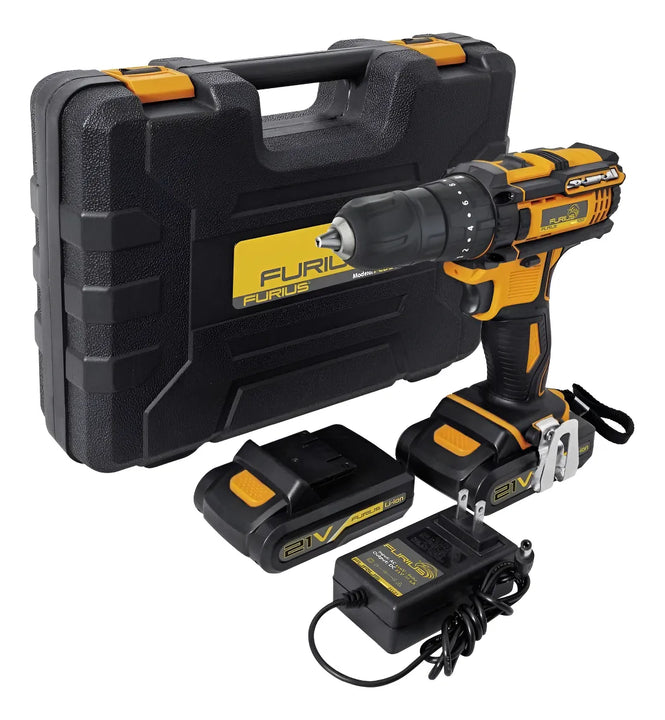 Taladro Percutor Inalambrico 1/2 21v Furius Fcd21 + Maleta Naranja