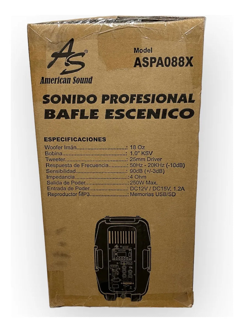 Cabina De Sonido Recargable American Sound 8 Pulgadas Blueto Negro