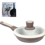 Sarten Renahouse Marmol Antiadherente 18cm Tapa Vidrio Color Marrón