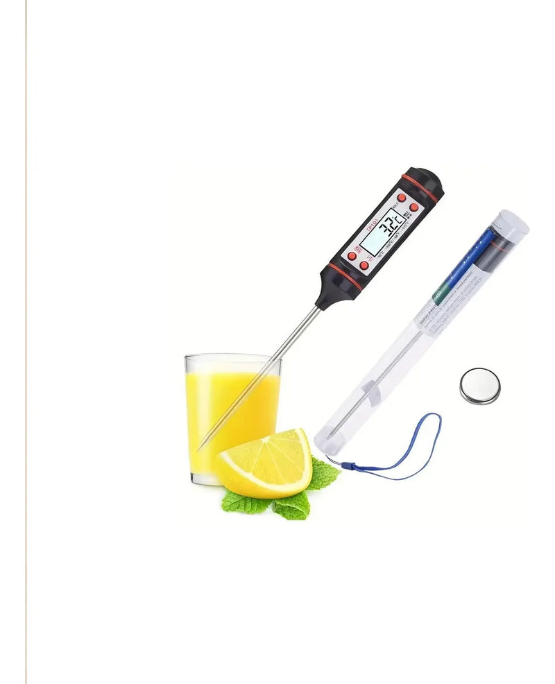 Termometro Digital Lcd Pincha Carne -50° A 300° - 4 Botones Color Negro