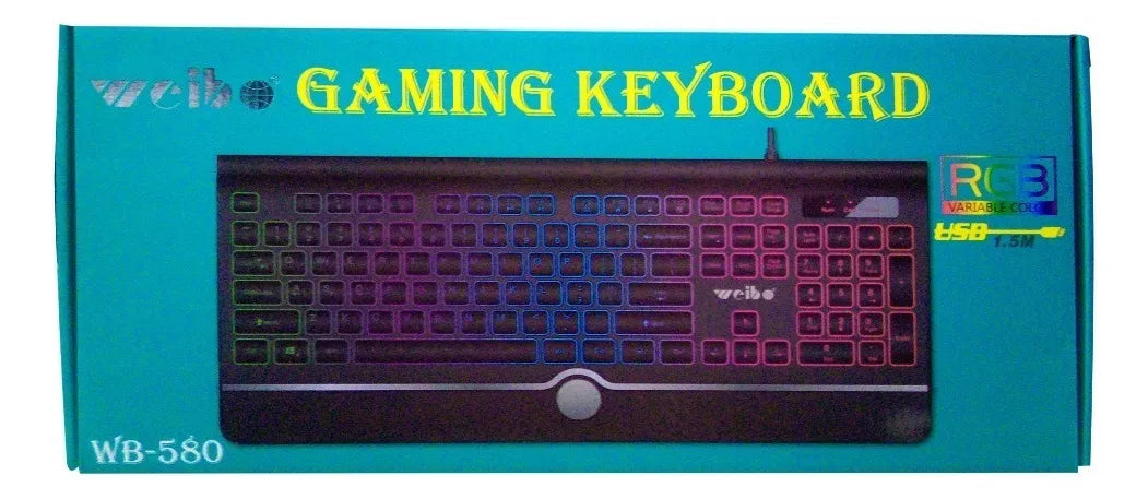 Teclado Weibo QWERTY color negro con luz RGB