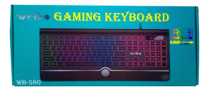 Teclado Weibo QWERTY color negro con luz RGB
