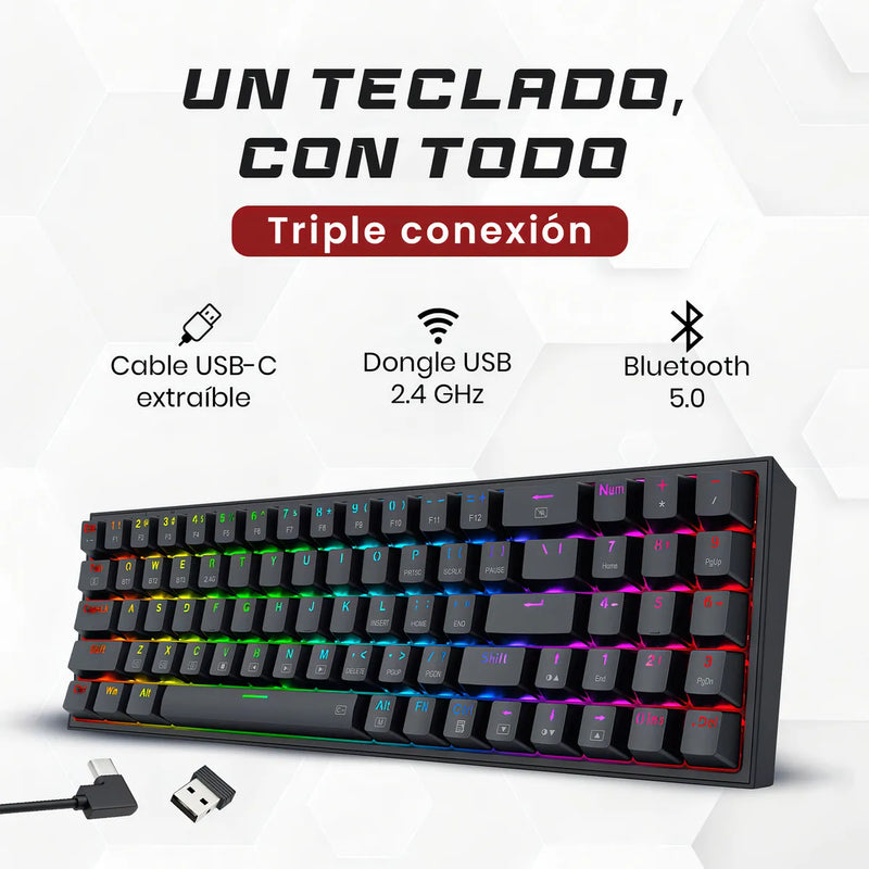Combo Redragon 2 En 1 Pollux + Trident S136 Black Teclado Negro Idioma Ingles
