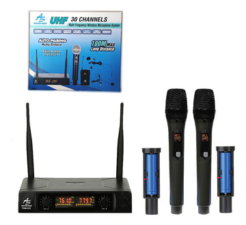Microno Profesional Inalambrico Doble Uhf Recargable 30ch Color Negro