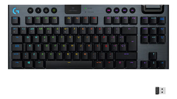Teclado gamer bluetooth Logitech G Serie G QWERTY GL Tactile inglés color carbón con luz RGB