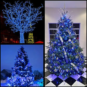 Luces Navideñas Led Azules Con Cable Verde, 66 Pies, 200 Un
