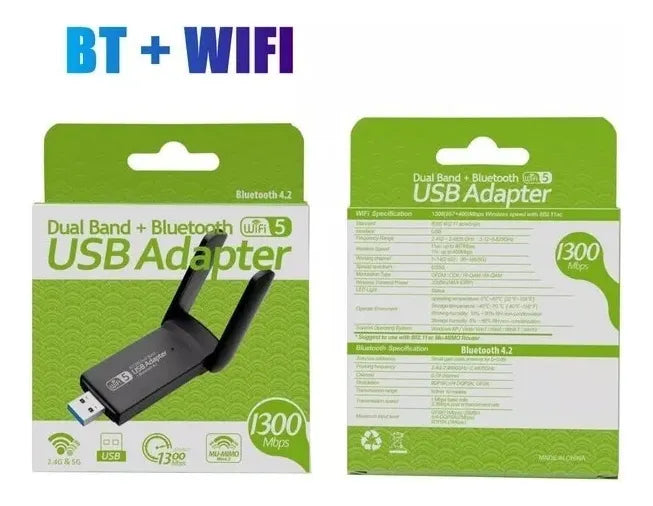 Adaptador Wifi Usb 3.0 Doble Banda 2.4/5g 1300 Mbps