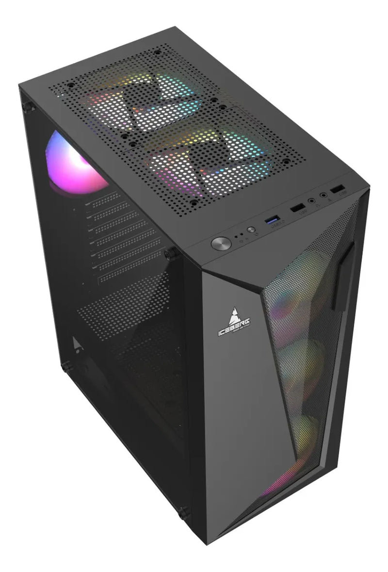 Chasis Gabinete Caja Gamer Iceberg Flow D Negro 4 Fan Argb