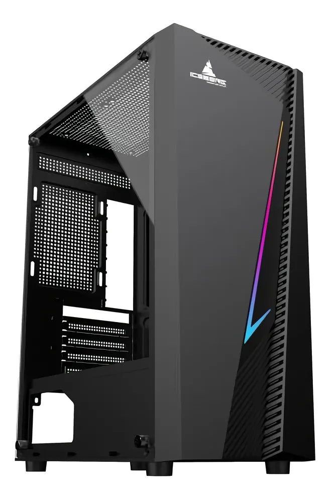 Chasis Gabinete Caja Gamer Iceberg Flux Elite Argb 1 Fan Negro